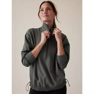 Athleta Triumph Hybrid Half Zip Sweatshirt- Small- Bali Green